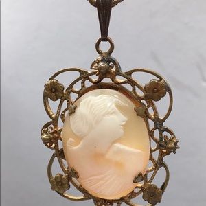 Antique Victorian Cameo Carved Pendant Necklace
